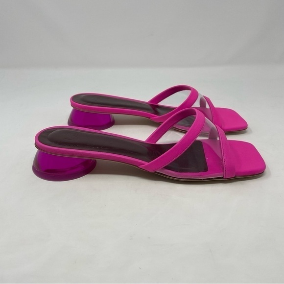 NIB Staud Simone Leather Clear Mules Shoes Bougainvillea - Picture 9 of 16